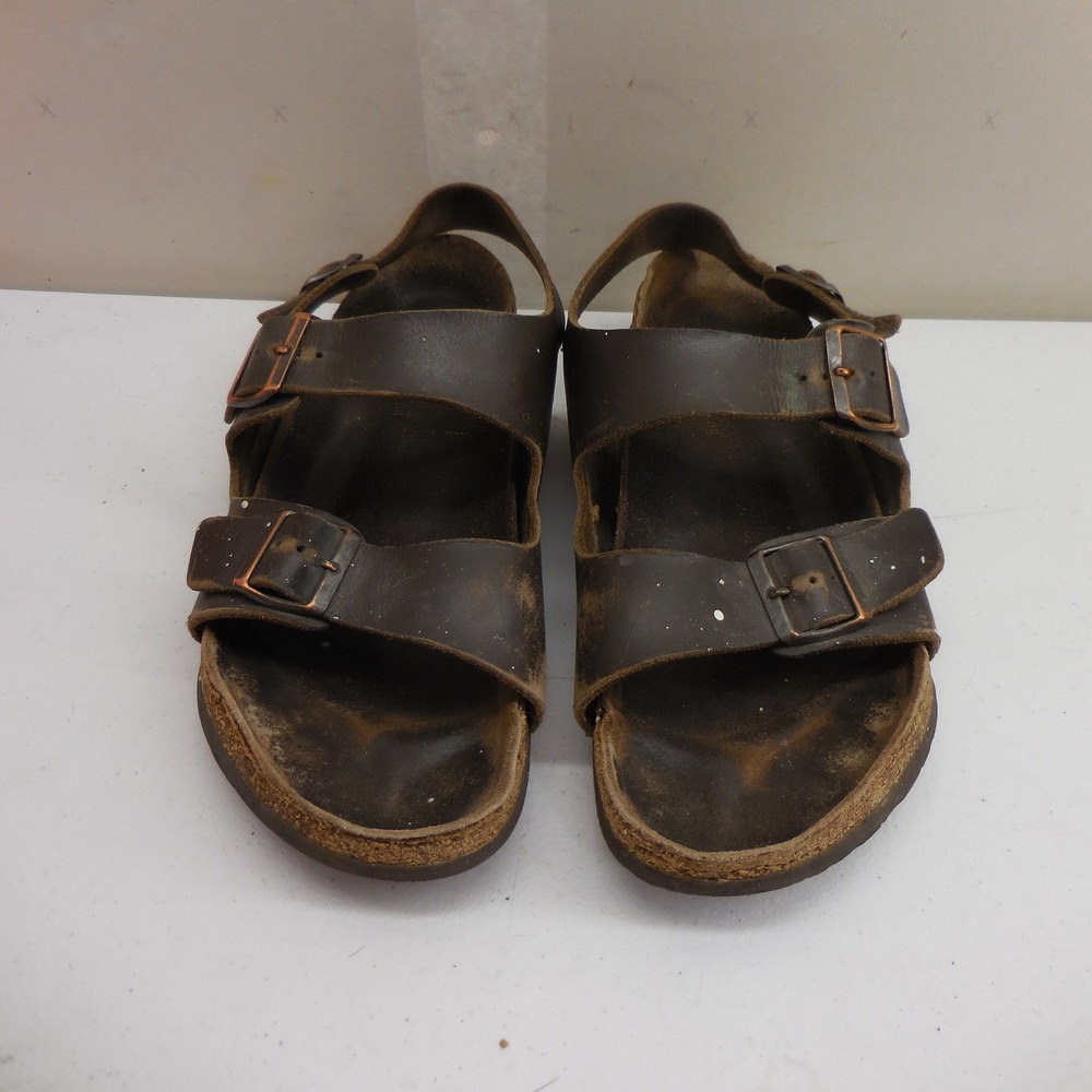 Birkenstock Milano Dark Brown Leather Sandals Mens 13 Three Strap Backstrap